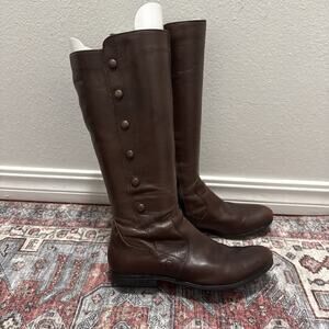 Born Womens Sage Riding Boot Size 8.5 Tall Tan Cognac Leather Button Detail NEW